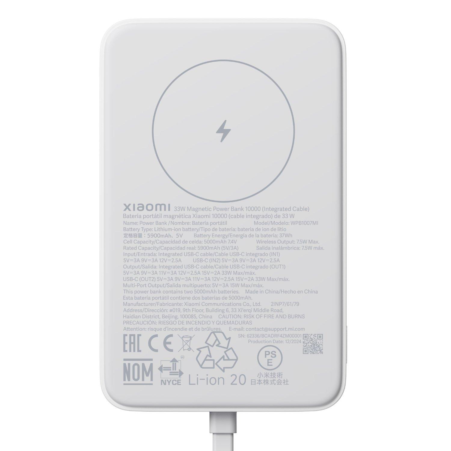 Xiaomi 33W Power Bank 10000mAh (Integrated Cable)-White